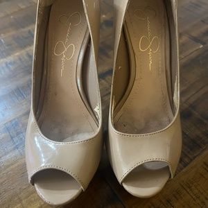 Jessica Simpson Nude Color Heels Open Toe Size 5 1/2